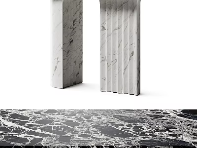 Modern Dressing Table Design With Marble Pedestals And Black White Textured Top 3d model