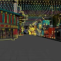 Vibrant Commercial Street With Traditional Lanterns Modern Shops And Colorful Lighting Decorations
