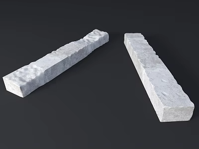 White Stone Slabs and Wood Planks with Rough Texture on Black Background 3d model