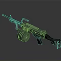 Black Tactical Machine Gun with Large Drum Magazine Long Barrel and Ergonomic Grip