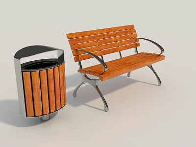 modern public chair public seat leisure chair trash can 3d model
