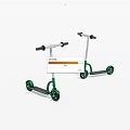 Two Green Kids Scooters With Silver Handlebar And Black Wheels For Outdoor Use