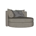 Round Single Sofa With Light Beige Upholstery And Dark Gray Throw Pillows 3d model