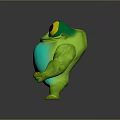 Cute Green Frog with Big Eyes and Blue Belly standing on Green Lily Pad