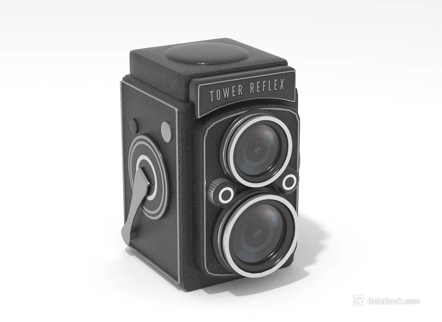 Vintage Tower Reflex Dual Lens Retro Camera With Classic Electronic Design 3d model 
