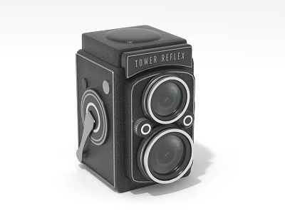 Vintage Tower Reflex Dual Lens Retro Camera With Classic Electronic Design 3d model