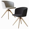 Modern Light Gray Fabric Office Chair With Wooden Tripod Base And Comfortable Design