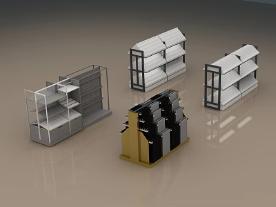 Supermarket Department Store Shelving Units With Metal Frames And Multi Tiered Racks 3d model