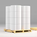 Three Silver Aluminum Foil Rolls For Household Use Stacked On Wooden Pallets