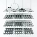 Modern Shelf Donut Bread Combo 3d model
