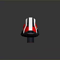 Futuristic Red And White Compact Vehicle With Streamlined Design And Transparent Windows