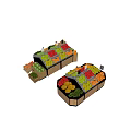 Fruit Display Shelves with Fresh Colorful Fruits Organized on Wooden Racks for Retail Store