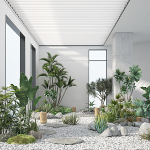 Modern courtyard landscape 3d model