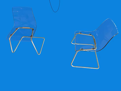 Modern Transparent Single Chair With Metal Frame For Stylish Home Decor 3d model