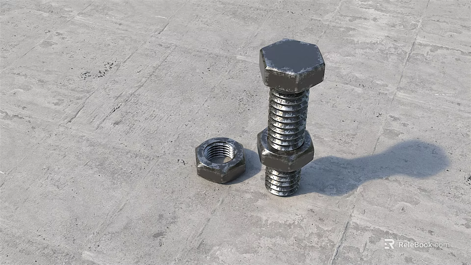 Hardware Tools Steel Hex Bolt And Nut For Construction Projects 3d model 