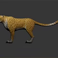 3D Leopard Model With Yellow Spotted Fur Standing Open Mouth On Dark Background With Reflection 3d model