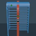 Commercial Turnstile Equipment with Blue Orange Frame and Metal Bars for Access Control
