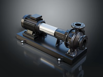 Industrial Centrifugal Pump Equipment Featuring Electric Motor And Base Frame Housing Structure 3d model