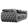 Modern Light Gray And Dark Gray Two Seater Sofa With Tufted Armrests And Decorative Pillows 3d model