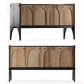 Elegant Modern Wooden Chest Of Drawers With Arched Doors And Black Frame Design