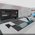 Hi Tech Exhibition Hall With Modern Booth Interactive Screens And Digital Information Displays