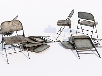 old folding chair rusty iron chair 3d model