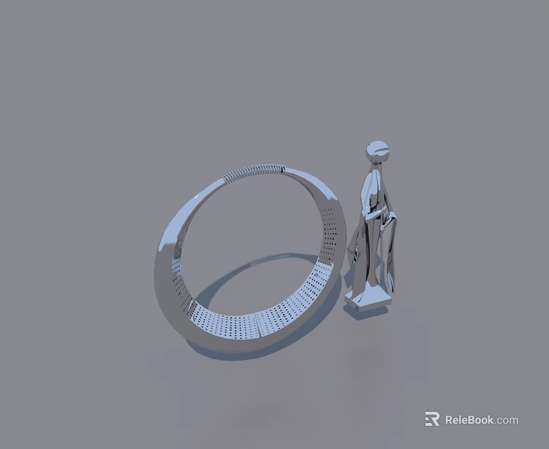 Modern Swing Door With Silver Finish And Sleek 3D Structure Design 3d model 