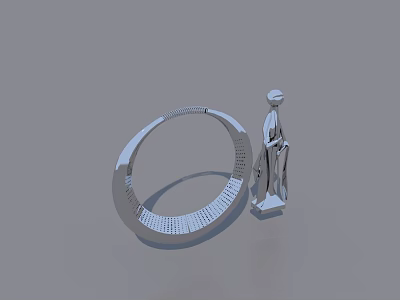 Modern Swing Door With Silver Finish And Sleek 3D Structure Design 3d model