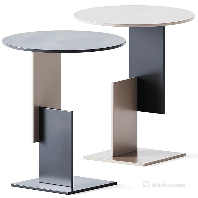 Modern Coffee Table With Round Tabletop And Geometric Metal Base Design 3d model