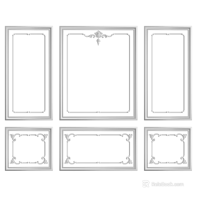 Inflatable Decorative Frames With Six Varied Ornate Designs And Classic Patterns 3d model