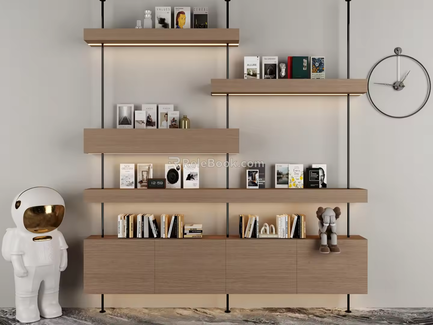 Simple Fashion Bookshelf Storage Rack 3d model