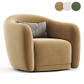 Modern Beige Armchair With Curved Armrests And Soft Gray Decorative Cushion
