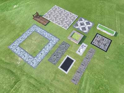 Creative Garden Paving Designs With Various Patterns And Different Shaped Stone Slabs 3d model