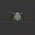 Futuristic Spaceship Model With Blue Orange Accents On Gray Geometric Texture Platform