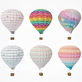 Colorful Hot Air Balloons With Various Patterns Like Stripes Stars And Gradient