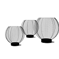 Three Lantern Shaped Modern Line Design Table Lamps With White Shade Black Base 3d model