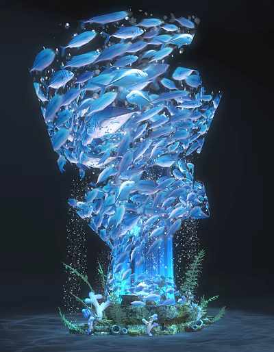 Modern Meichen Deep Sea Fish Group Ocean 3d model