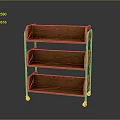 Three Tier Open Wooden Storage Shelf With Metal Frame And Mobile Wheels
