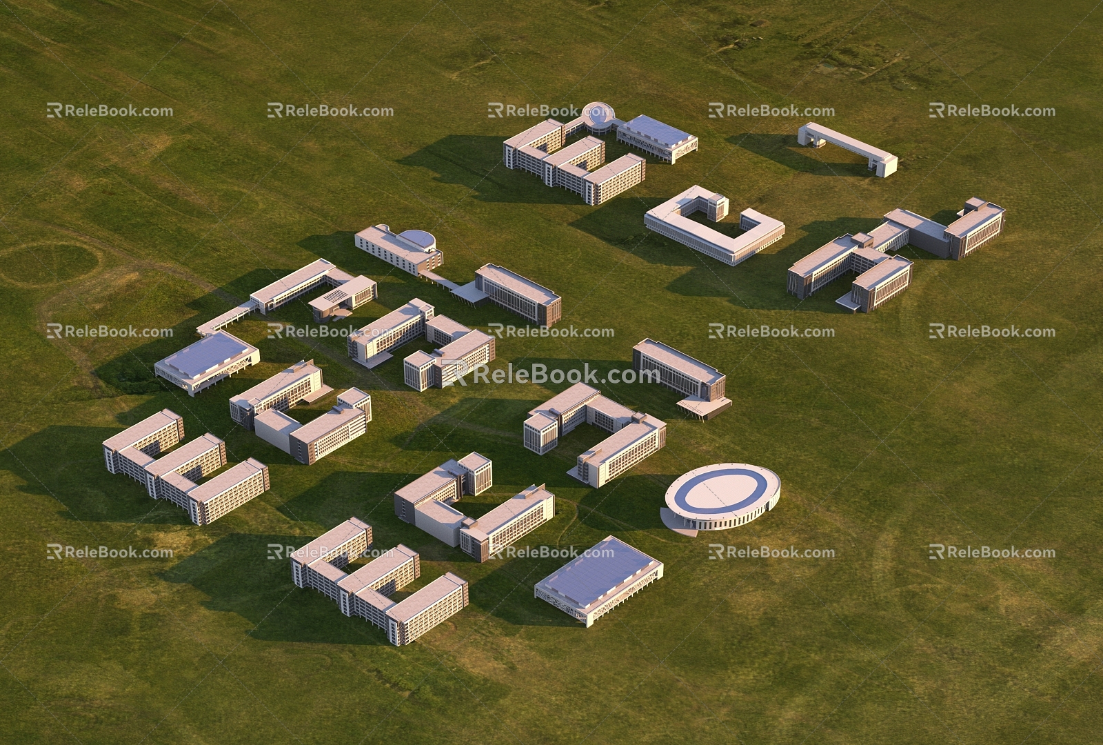 Modern school school bird's-eye view planning 3d model