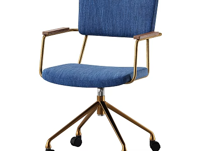 Modern Blue Fabric Office Chair With Metal Frame Armrests And Rolling Wheels 3d model