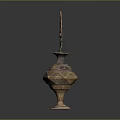 Antique Brass Furniture Decorative Vase With Intricate Openwork Top And Carved Patterns