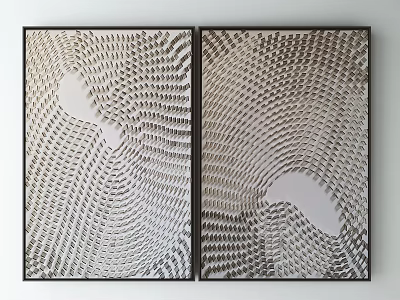Abstract Wall Art Two Framed Pieces With Geometric Wave Patterns For Modern Home Decor 3d model