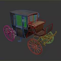 Vintage Old Fashioned Carriage With Wooden Wheels And Leather Seat