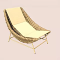 Woven Rope Leisure Chair With Beige Cushion And Modern Metal Frame Design