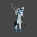 Stylish Blue White Game Character With Large Ears And Tail Design