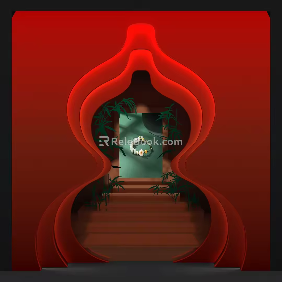 Personalized Shop Window Gourd Shape Shop Window Red Series Shop Window 3d model