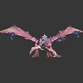 Pink And Blue Detailed Dragon Toy Figure With Open Mouth Wings