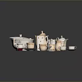 Elegant Ceramic Tea Set With Teapot Cups Plates And Lidded Containers