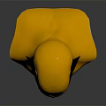 Yellow and Black Superhero Mask Head Sculpture with Detailed Facial Features on Dark Reflective Background