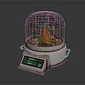 Modern Simulated Flame Device With Transparent Dome Burning Element Control Panel And Metal Base